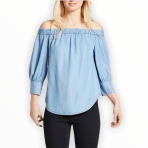Who What Wear Chambray Off The Shoulder Top